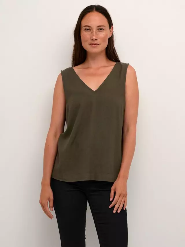 

Топ KAFFE Milia Linen Blend, цвет forest/night
