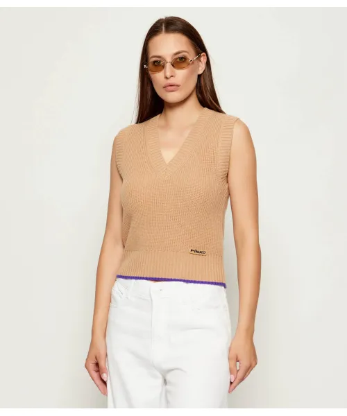 

Жилет из оловянной шерсти Regular fit Pinko, бежевый