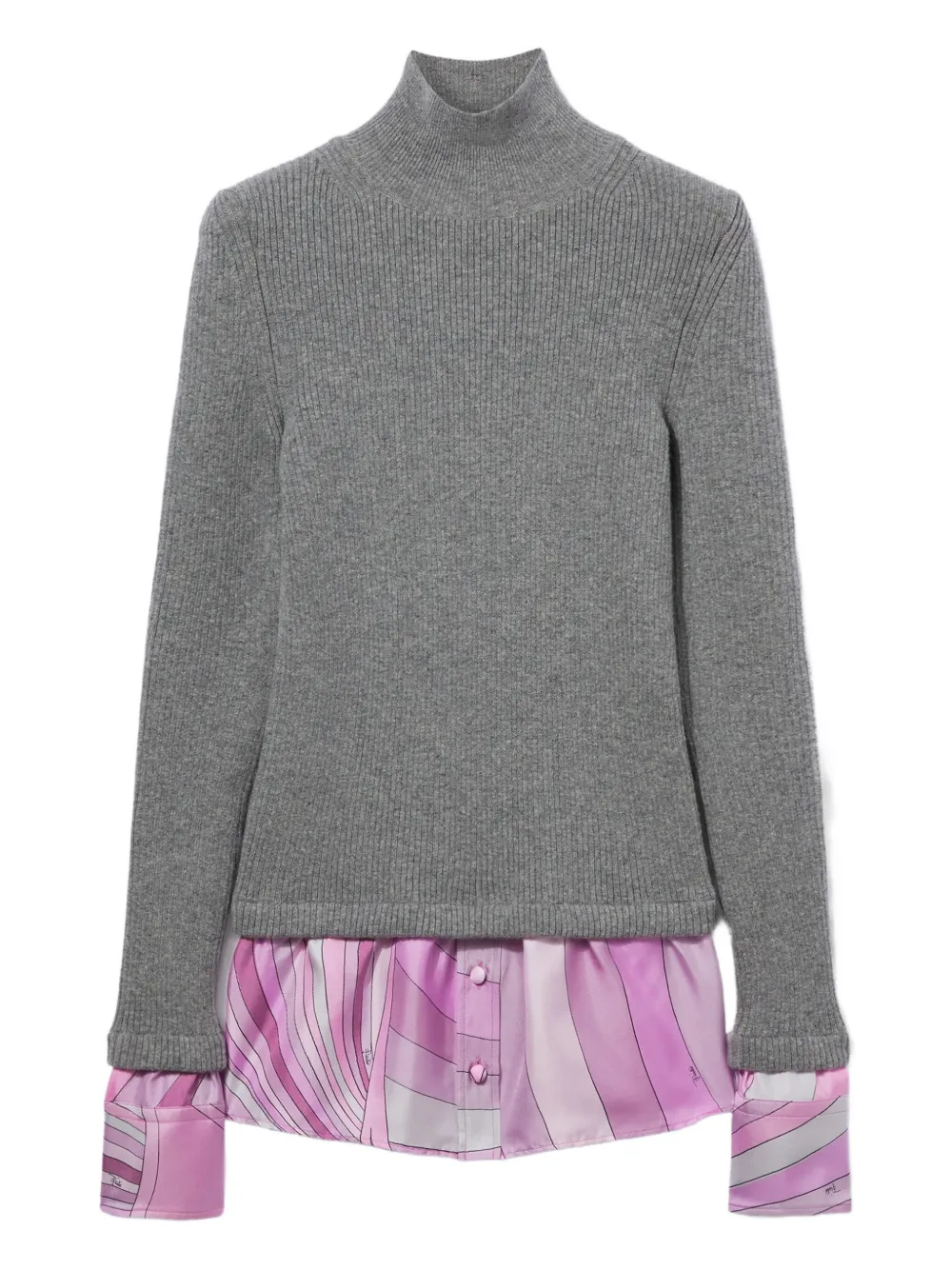 

Свитер с воротником-стойкой и принтом Iride Pucci, серый