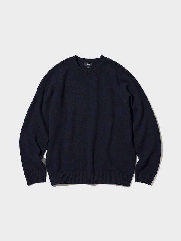 

Джемпер из овечьей шерсти с круглым вырезом Uniqlo, синий