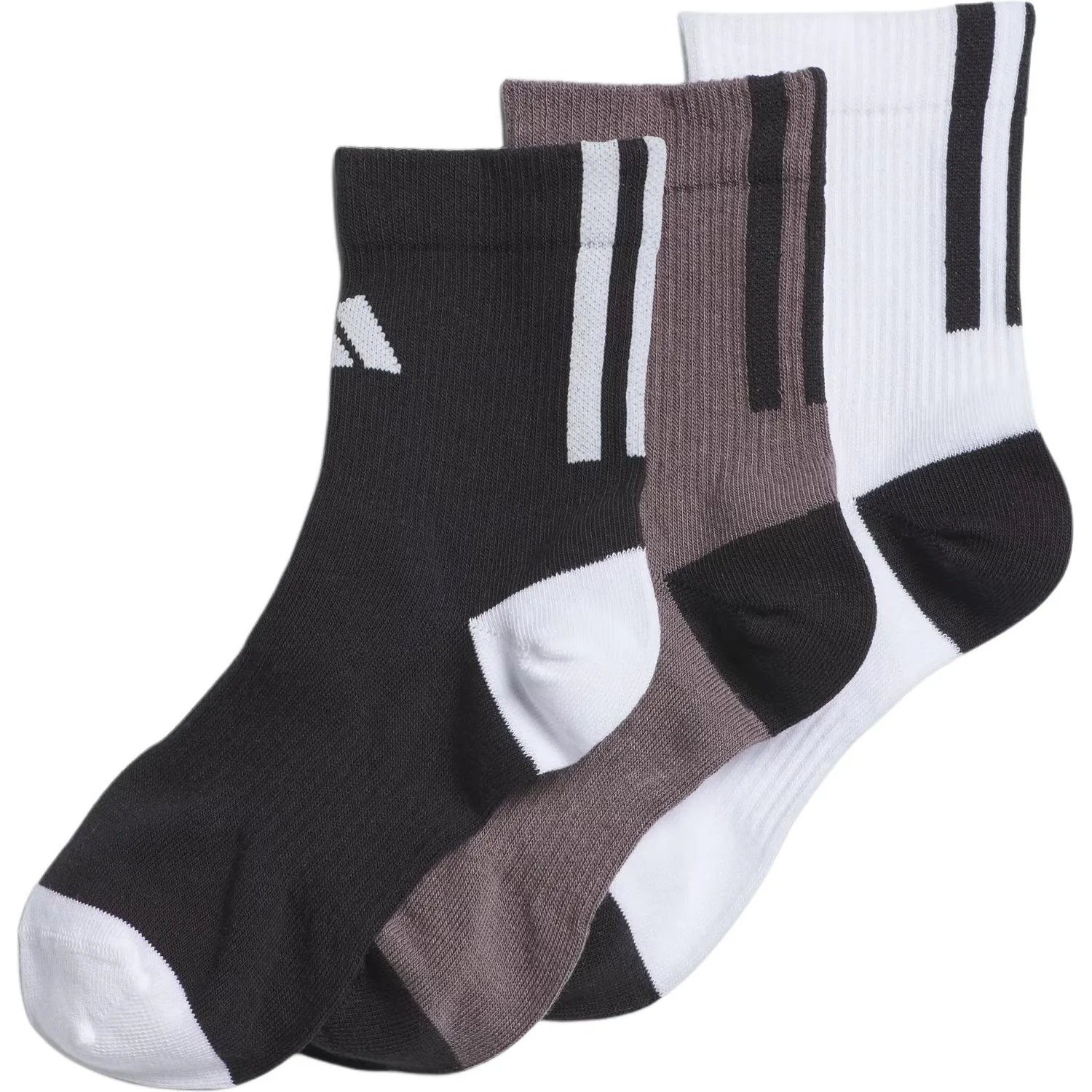 Носки Crew, набор из 3 пар, детские Adidas, 3 Pack (Black+Brown+White)