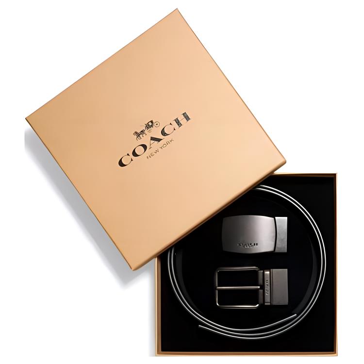 

COACH Ремень мужской, черно-серый, ширина 3,8 см