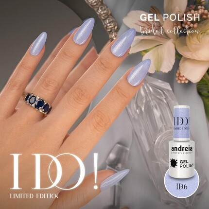 Профессиональный полуперманентный гель-лак для ногтей I Do Limited Collection Цвет Id6 Небесно-голубой с серебряными блестками 10,5 мл, Andreia — фото 3