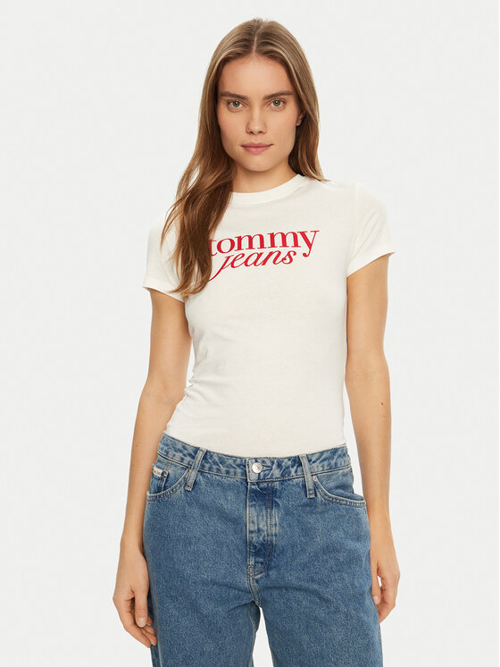 

Облегающая футболка Essential DW0DW19447 Tommy Jeans, белый