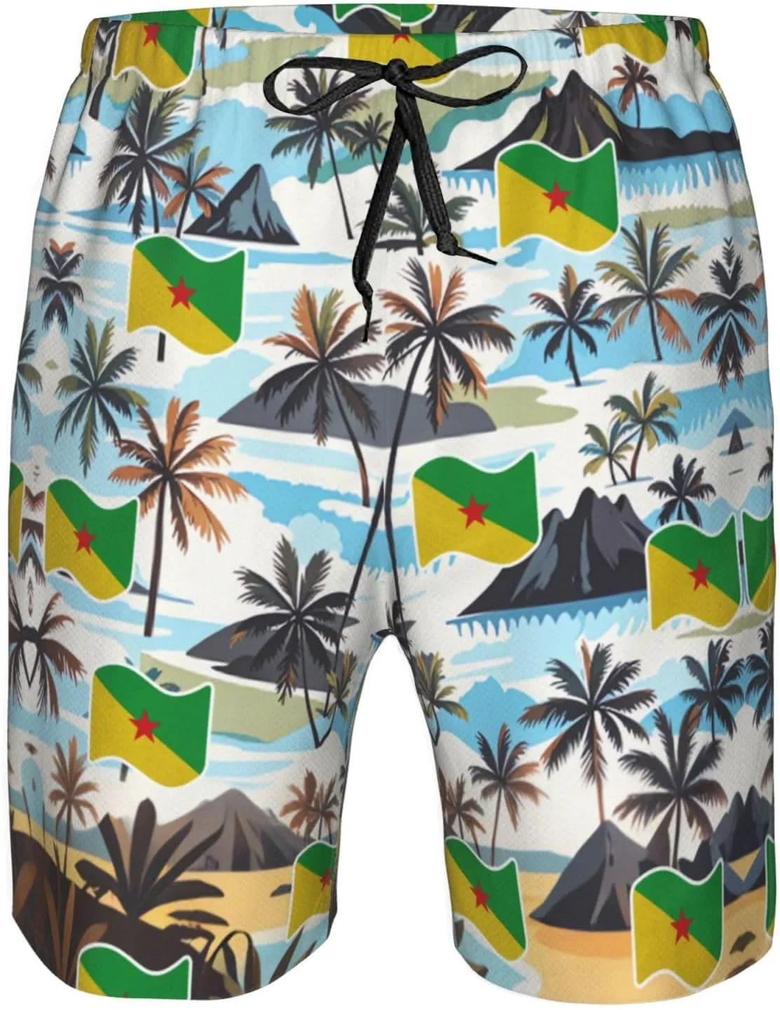 Мужские плавки-шорты Pitcairn Islands Board Shorts Swim Trunks Generic, Flag Of French Guiana — фото 4