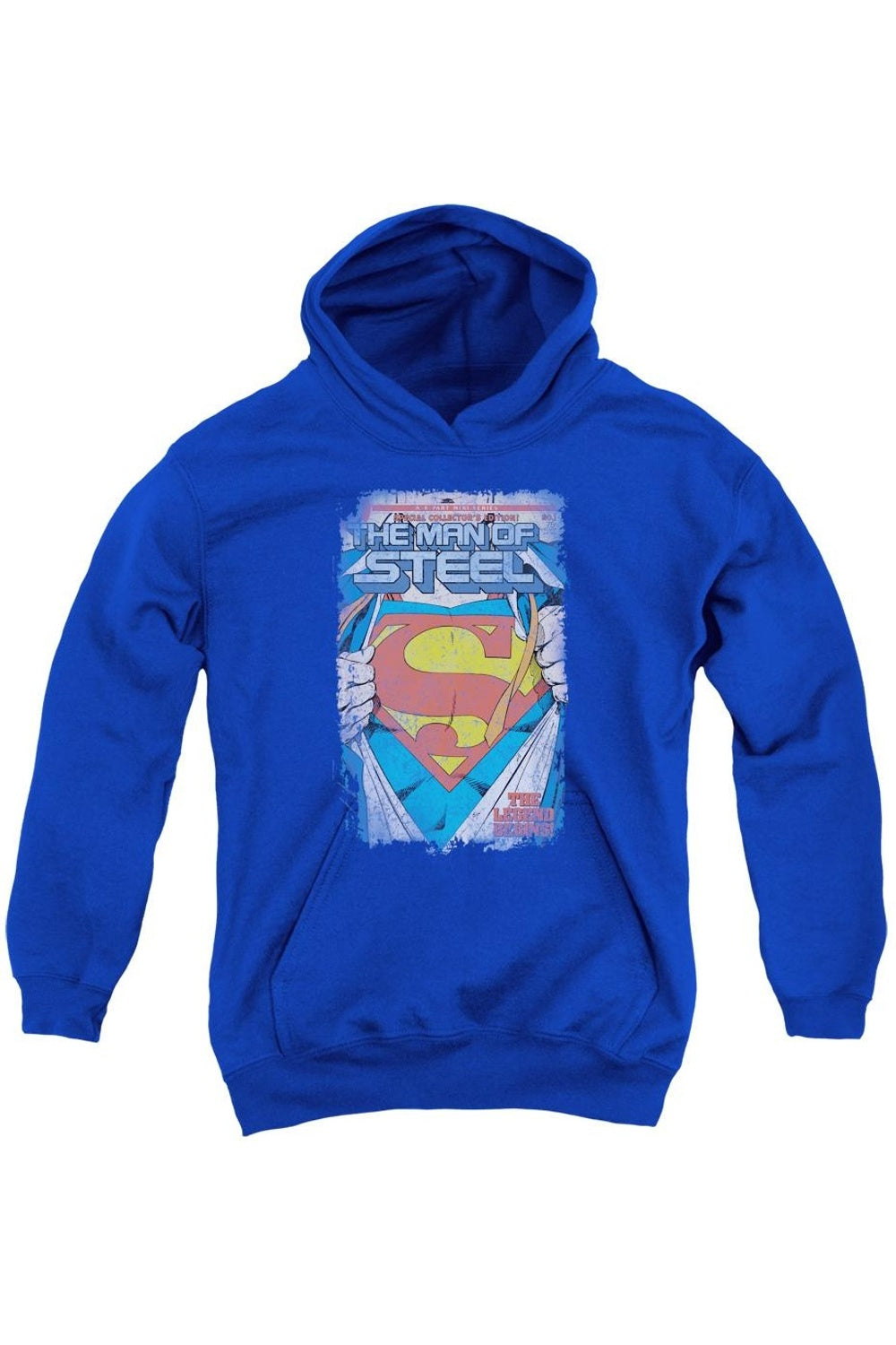

Супермен Легендарная молодежная толстовка с капюшоном Gildan, синий