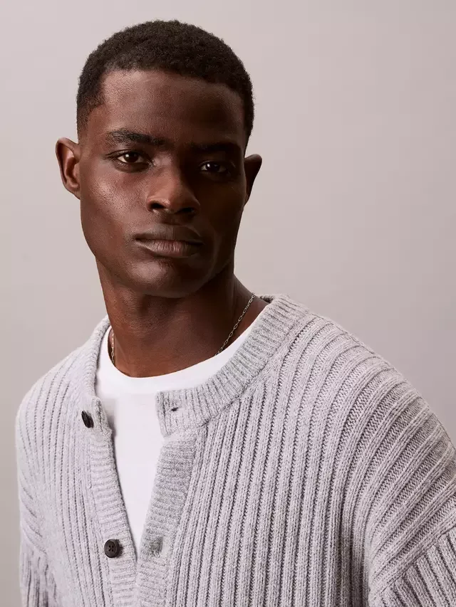 Кардиган из плотной хлопковой смеси, цвет Героический серый меланж Calvin Klein — фото 4