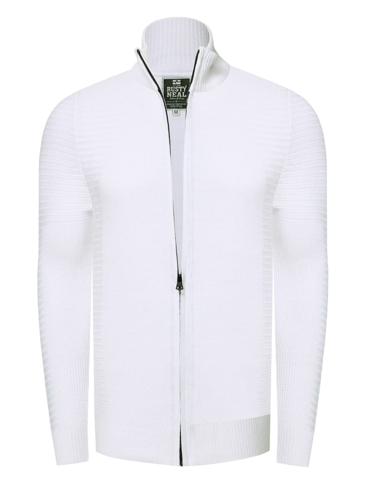 

Тонкая трикотажная куртка в байкерском стиле белого цвета Rusty Neal