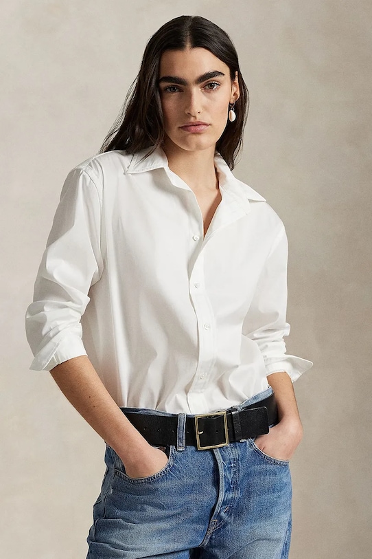 

Хлопковая легкая рубашка с длинным рукавом Polo Ralph Lauren, белый