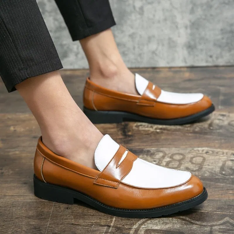 Лоферы повседневные деловые мужские, двухцветные, на slip-on, желтые Wotinskrp — фото 2