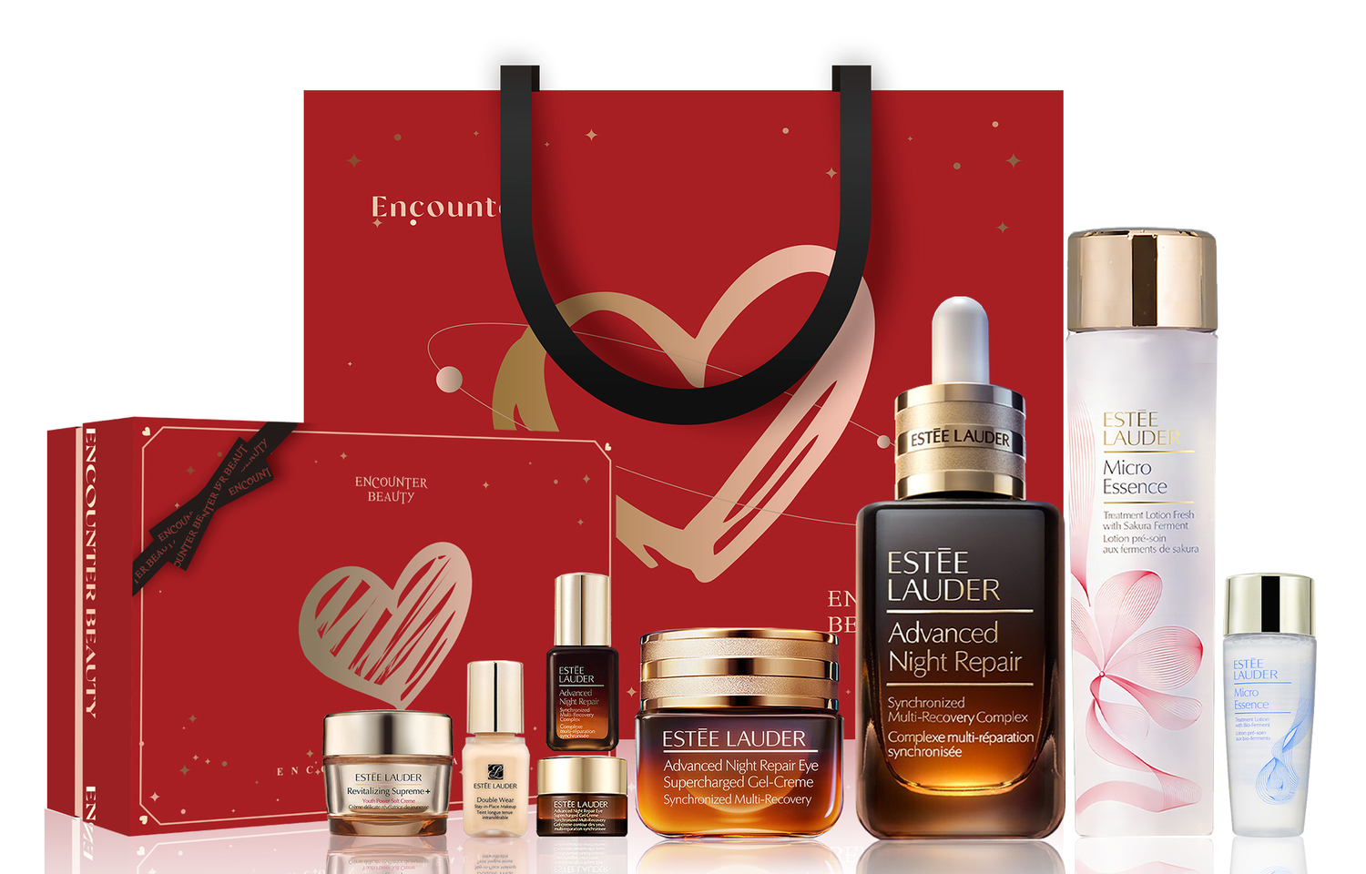 Подарочный набор Estée Lauder Celebrity: сыворотка, 50 мл + крем для век, 15 мл + эссенция, 200 мл + 7 миниатюр — фото 4