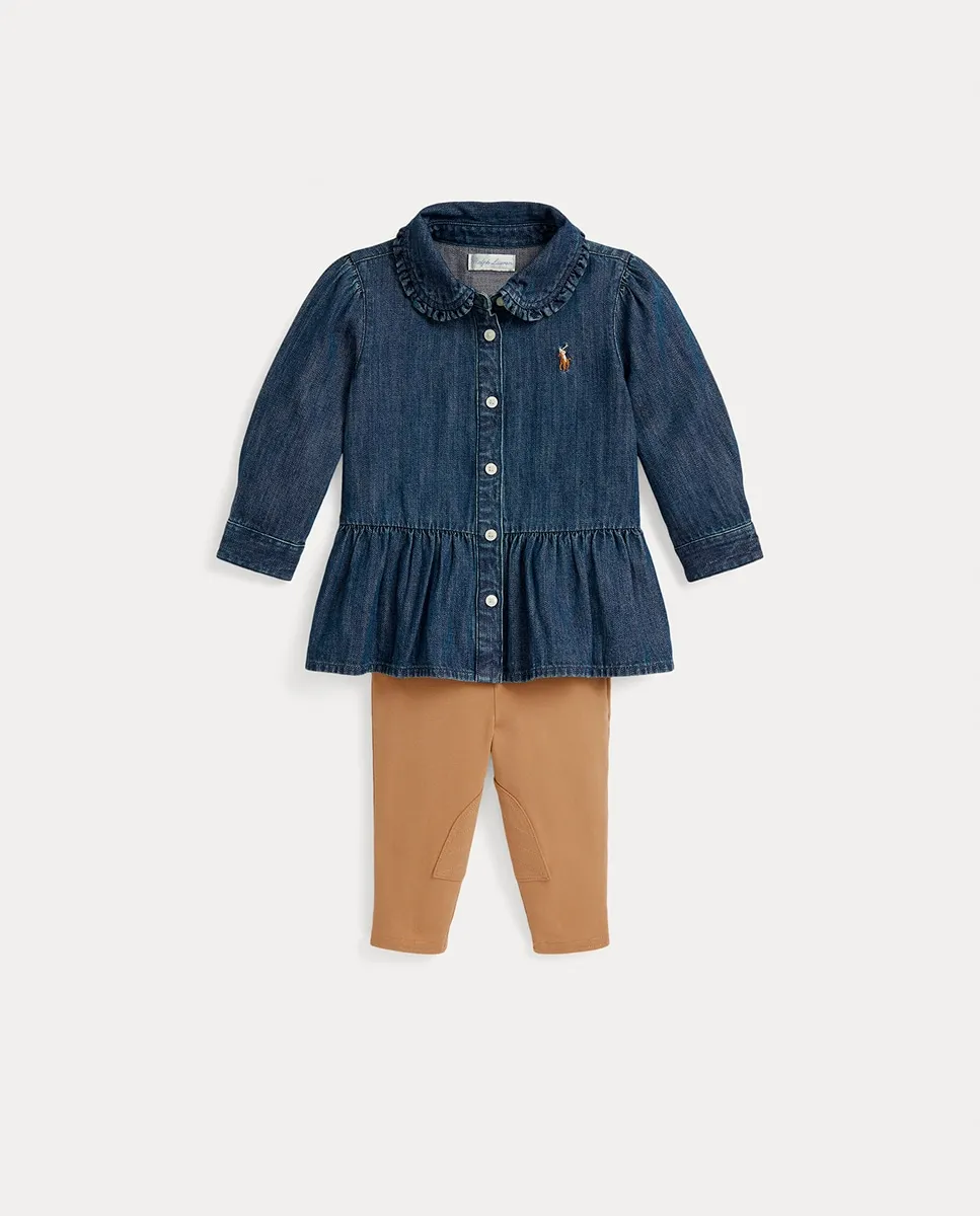 

Комплект для девочки из хлопка из двух частей Polo Ralph Lauren, мультиколор