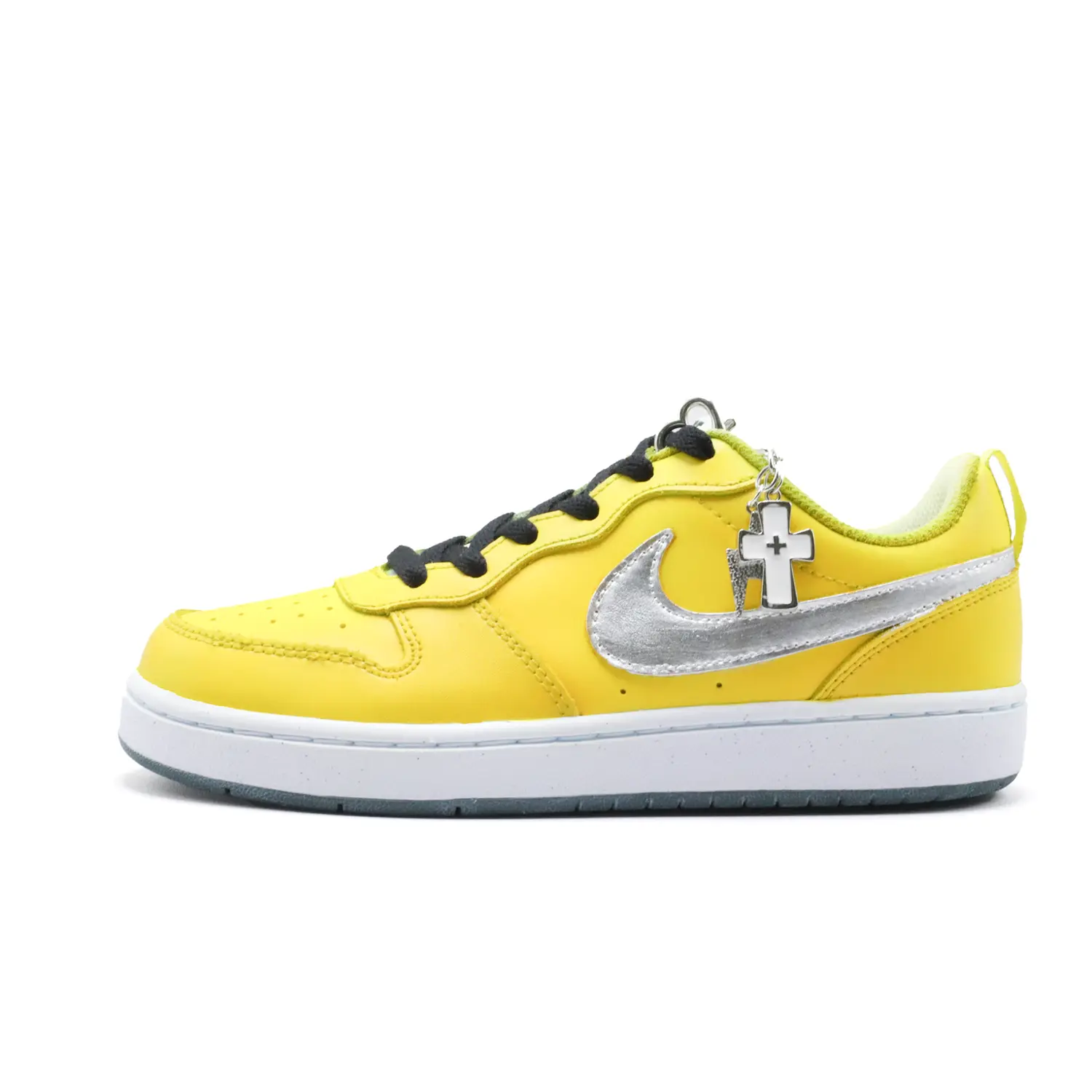 

Nike Кроссовки Court Borough желтые, прозрачные, нескользящие, износостойкие, низкие, для скейтбординга, для детей и подростков