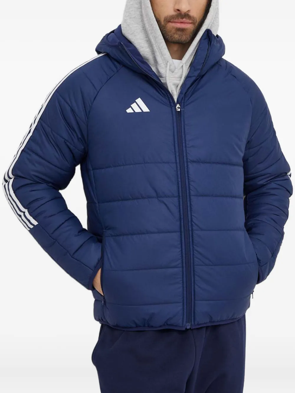 

Стеганая куртка с тремя полосками adidas, синий