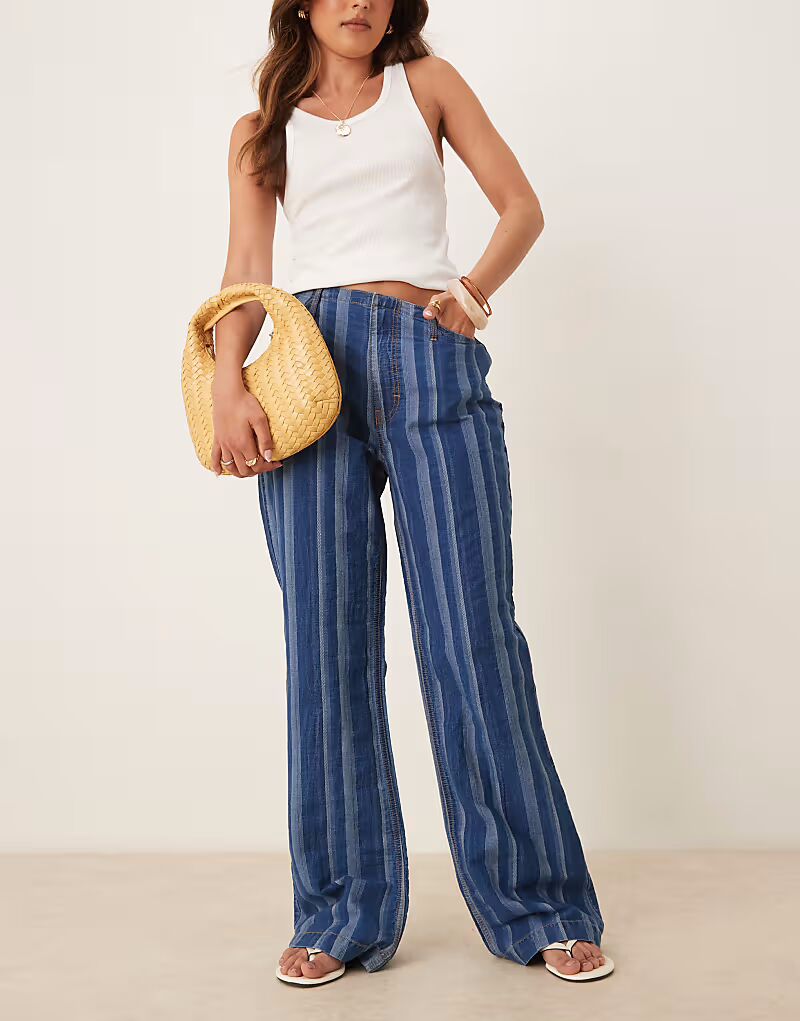 

Широкие джинсы ASOS DESIGN в синюю полоску