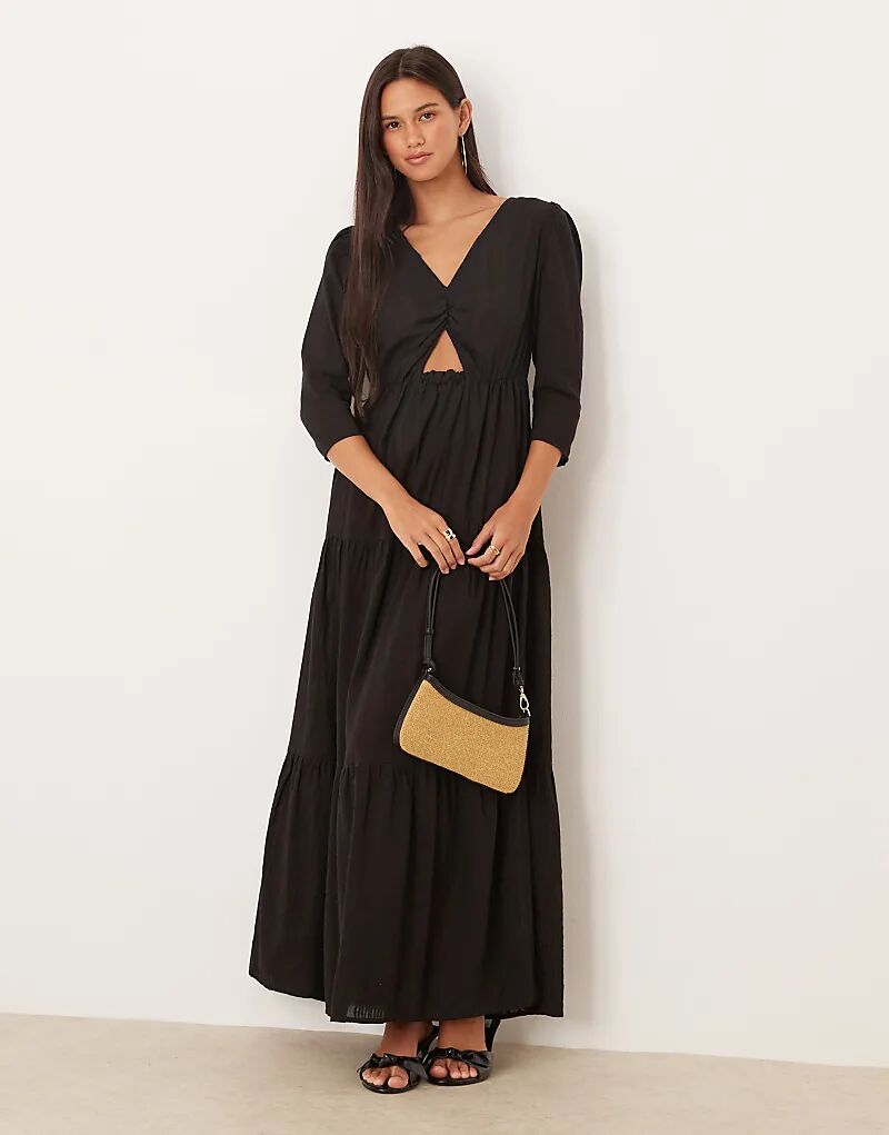 

Гламурное платье миди с вырезами черного цвета