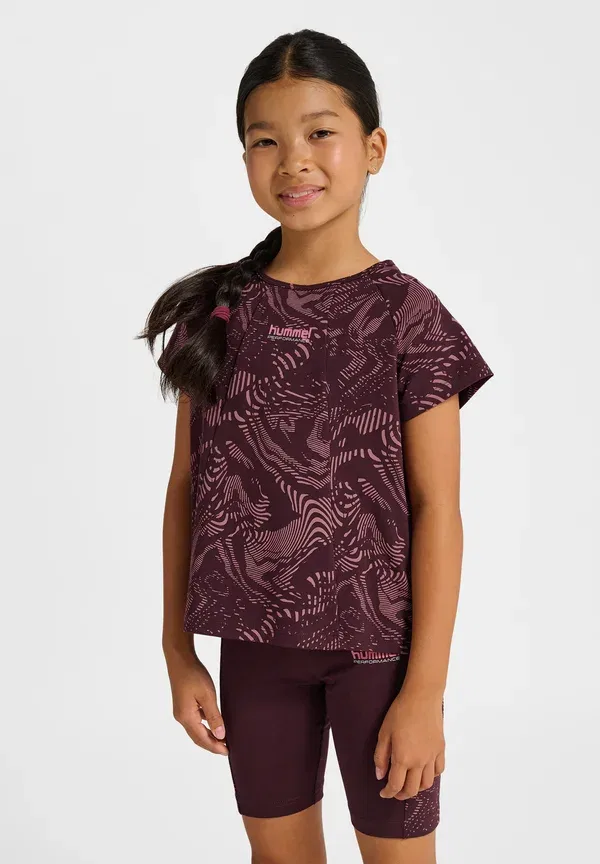 Футболка Hummel Hml aop a shaped print t-shirt, цвет винодегустационный — фото 2
