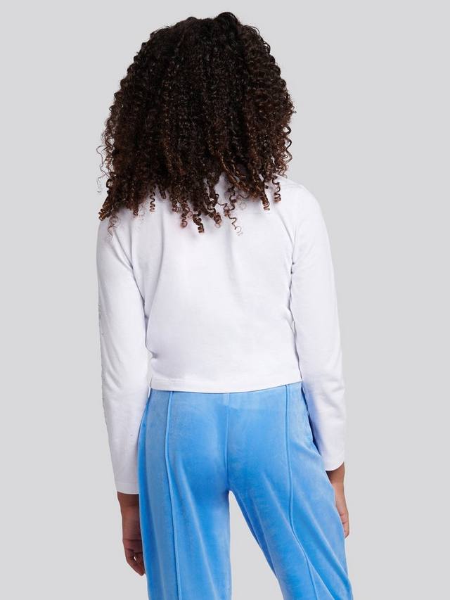 Детская хлопковая футболка с длинным рукавом и стразами Juicy Couture, Bright White — фото 4