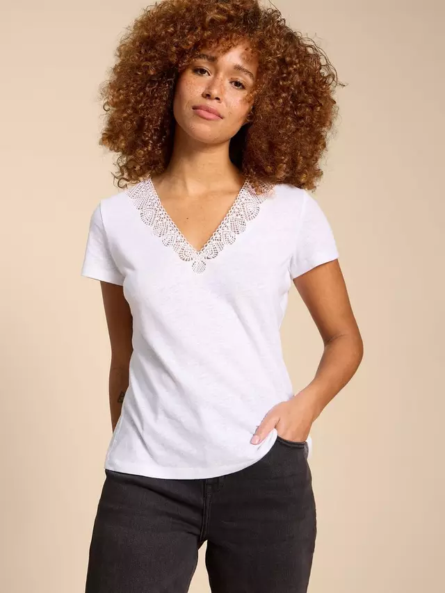 

Футболка White Stuff Ellie Embroidered Linen Blend, цвет brilliant white