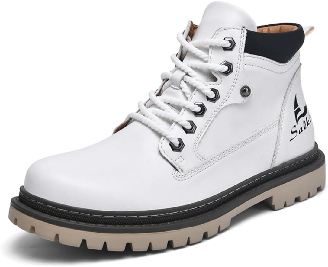 

Мужские классические боевые ботинки, Прочные ботинки на шнуровке, Надежная рабочая обувь, Повседневные походные кроссовки, Городской модный дизайн Ctkvbmeoi, белый