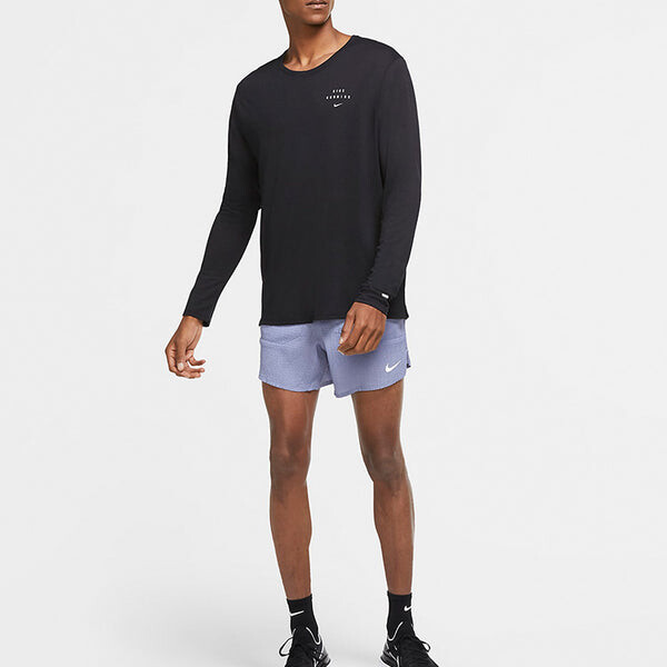 Футболка miler run reflective quick dry running long sleeves tops black Nike, черный — фото 3