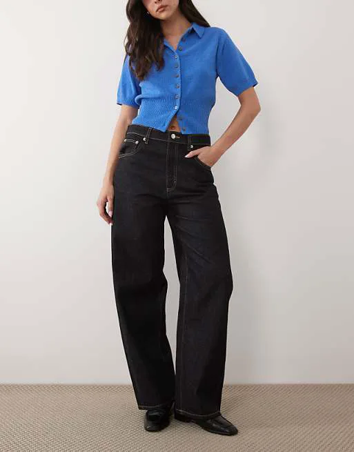 

Прямые джинсы Mango Mari из 100 % хлопка с контрастной строчкой цвета индиго