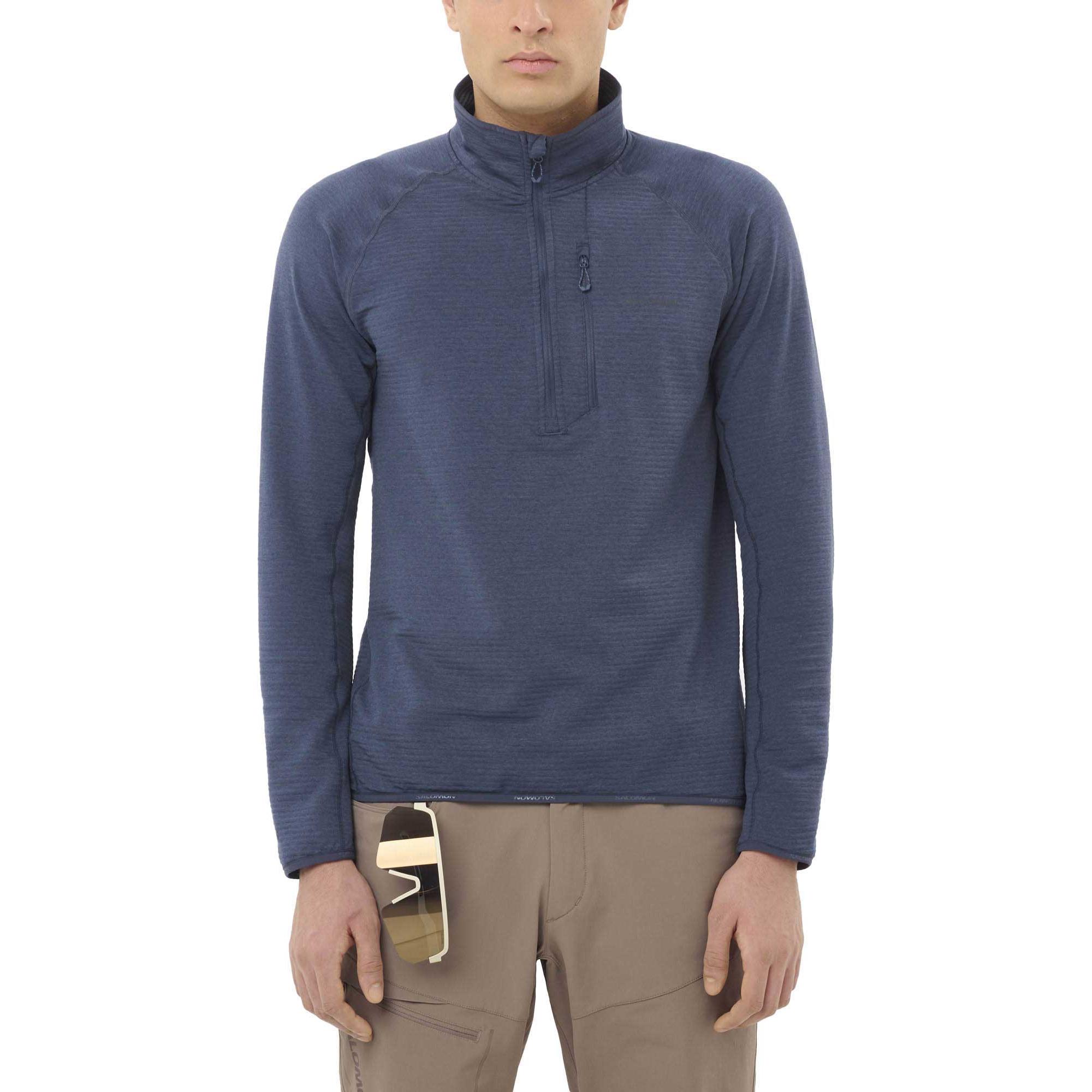 

Мужская легкая теплая флисовая толстовка Essential с половинной молнией Salomon, Blue Nights