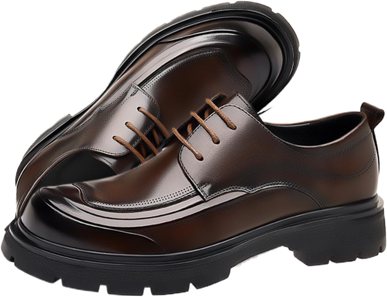 

Мужские классические оксфорды из натуральной кожи с крыльями, ретро с круглым носком, удобной рифленой подошвой, нескользящие, на шнуровке, для делового и повседневного ношения Nvbuke, коричневый