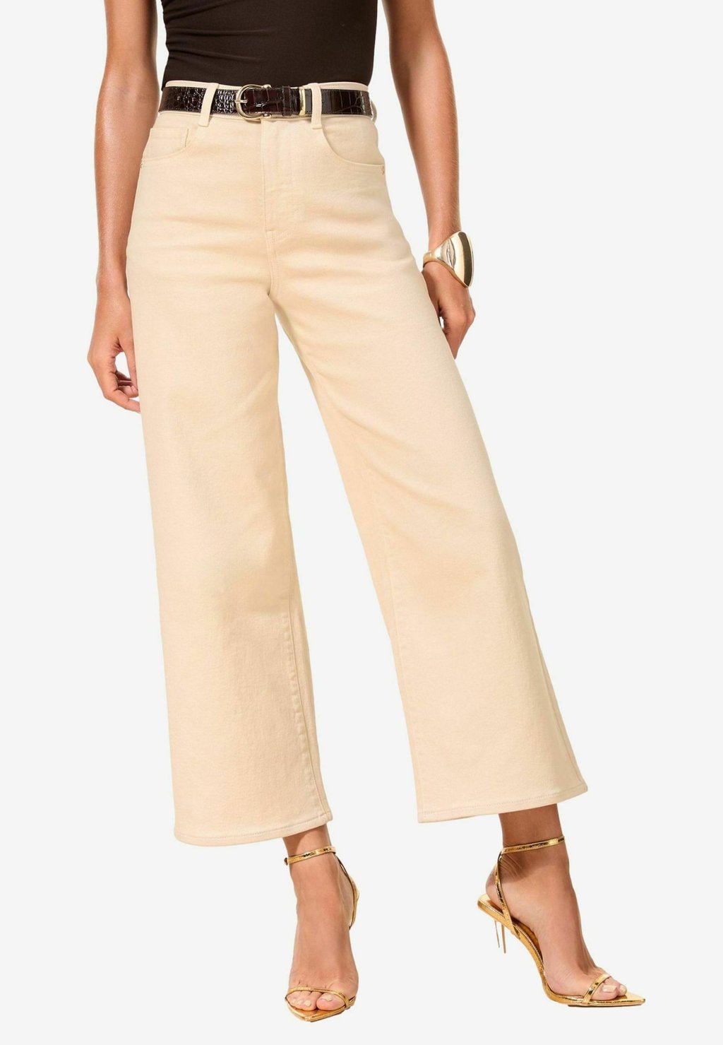 

Расклешенные джинсы CROP WIDE LEG Lipsy, бежевый