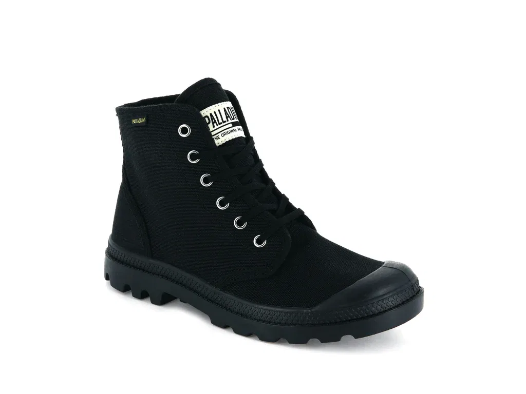 Мужские ботинки Palladium Pampa Hi Originale 75349-060-M из черного парусинового материала KHD1019