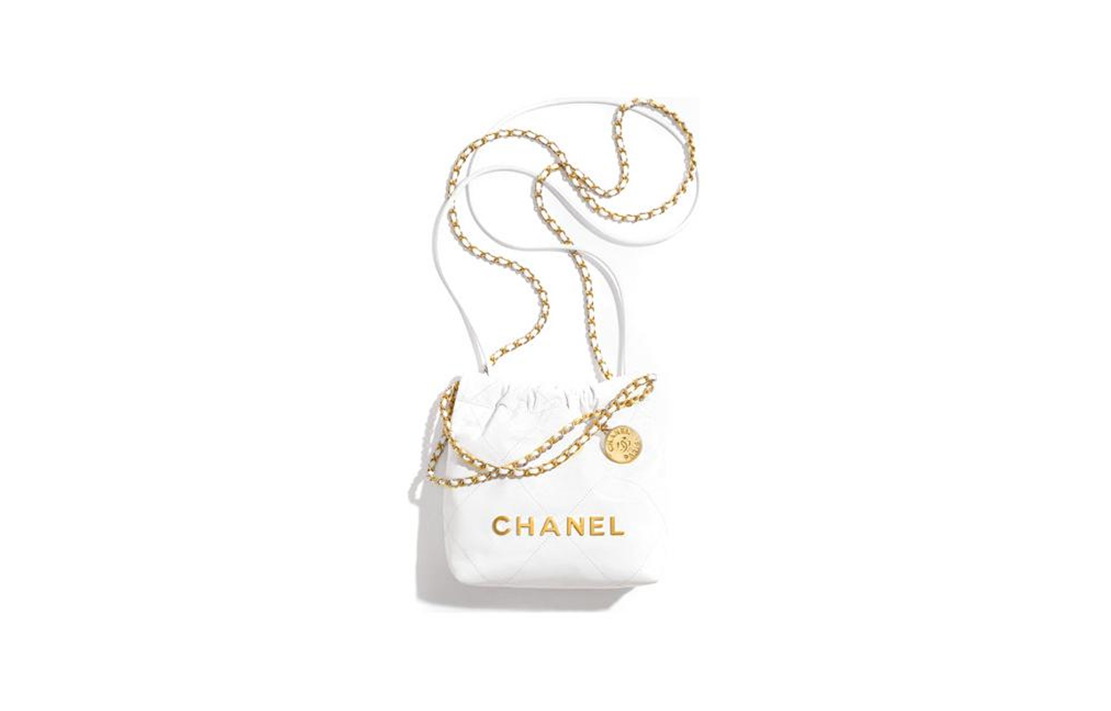 

CHANEL Сумка-ведро из яркой телячьей кожи, сумка на плечо, мини-сумка через плечо, белое золото, женская