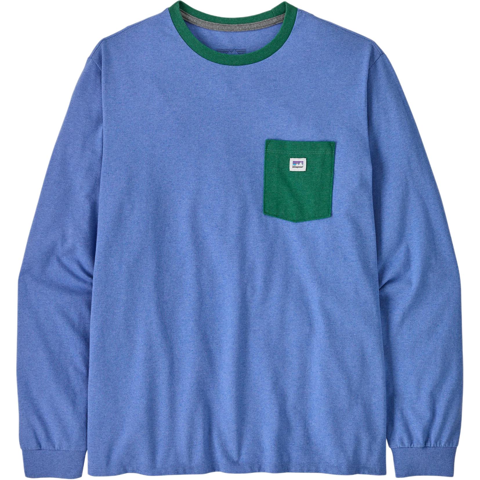 Футболка Shop Sticker Pocket с карманом, мужская, круглый вырез, умеренная посадка Patagonia, синий/abundant синий