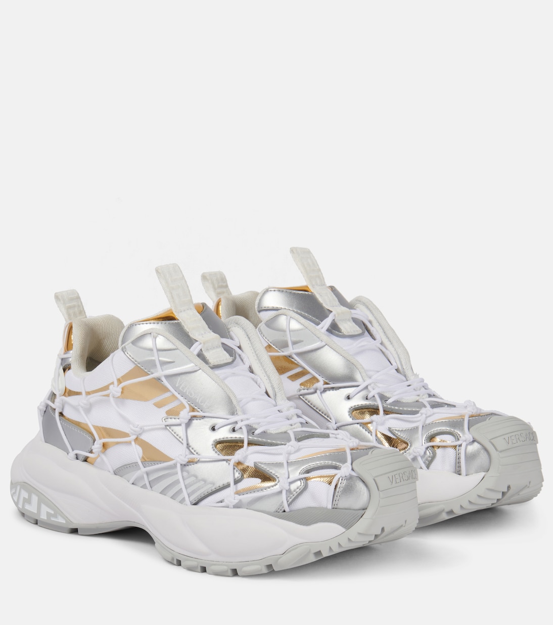 Кроссовки Mercury с кожаной отделкой Versace, White+Silver+Gold