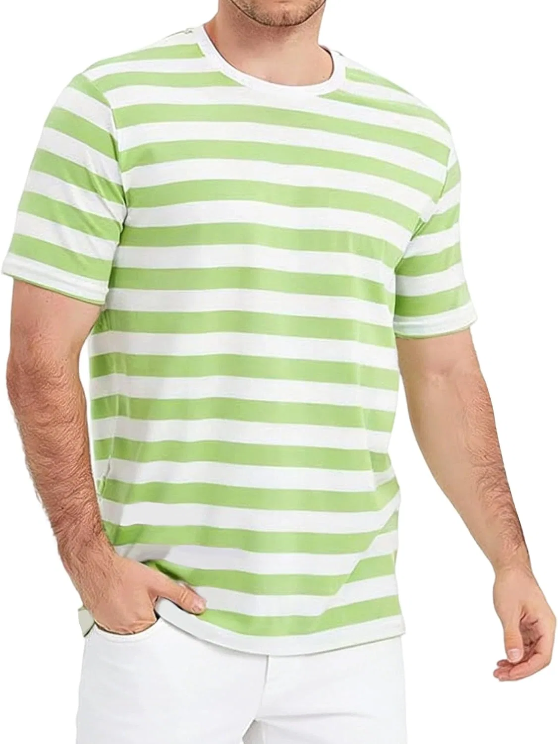 Футболка мужская с полосками, Generic, Light Green