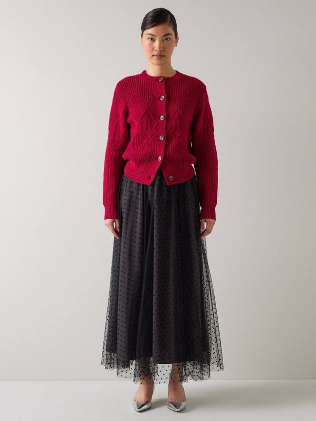 

Кардиган Orla Diamond Pointelle из шерсти Wool Rich L.K.Bennett, Damson