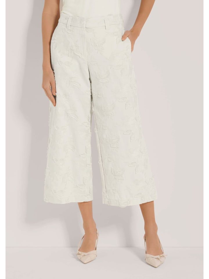 

MADELEINE Широкие брюки с вышивкой жемчужно-белого цвета