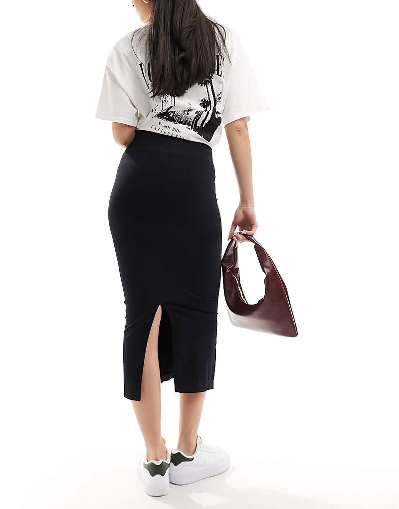 

ASOS DESIGN – Черная бесшовная юбка-труба миди, подчеркивающая фигуру