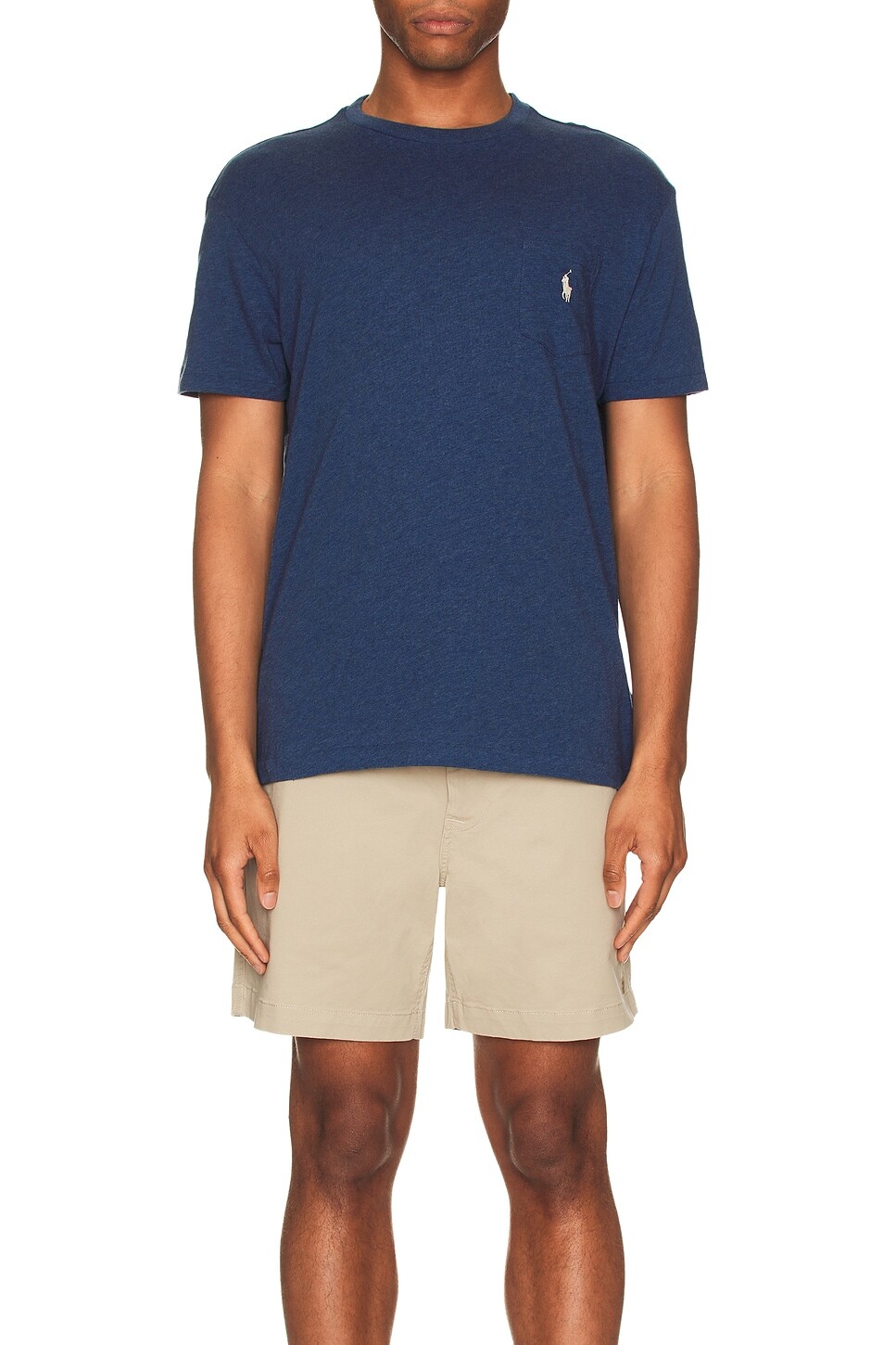 Футболка с круглым вырезом и карманами Polo Ralph Lauren, цвет Derby Blue Heather — фото 4