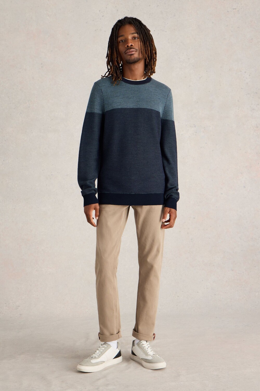 

Джемпер с круглым вырезом из жаккардовой шерсти Newport Merino White Stuff, синий