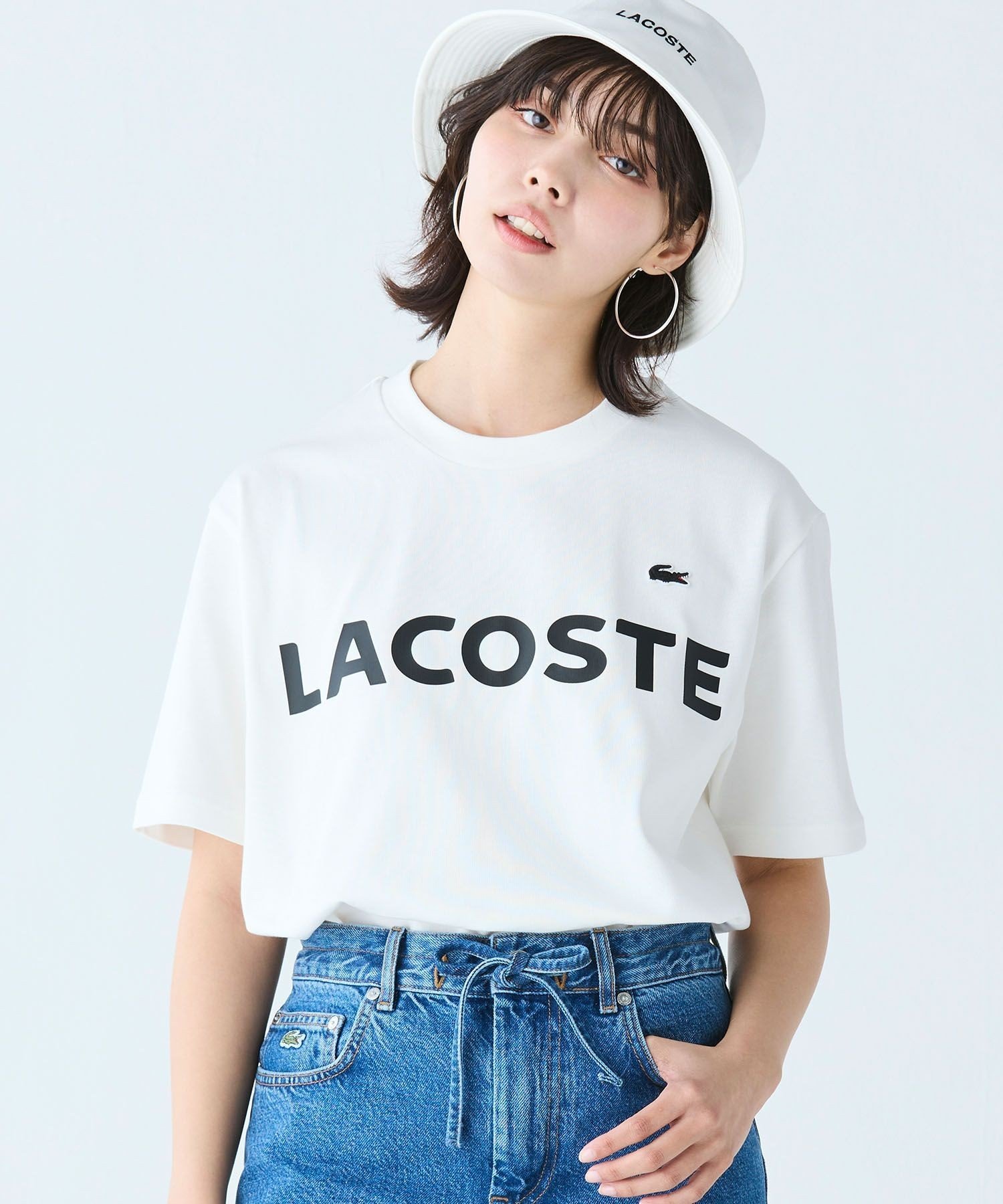 Футболка LACOSTE Off White с логотипом, унисекс, 100% хлопок