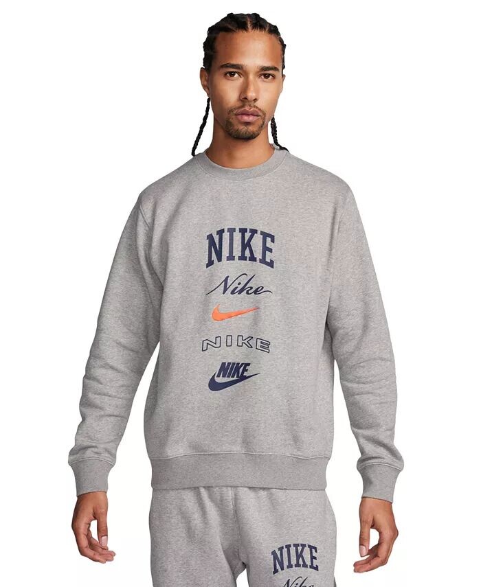 

Мужской клубный флисовый свитшот из матового флиса с логотипом Nike, серый