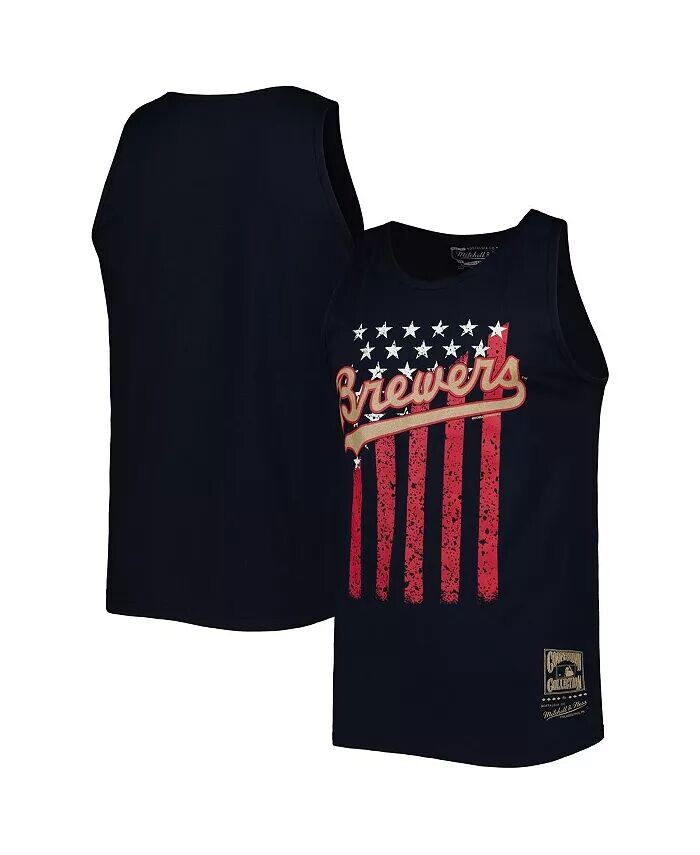 

Мужская темно-синяя майка Milwaukee Brewers Cooperstown Collection Stars and Stripes Mitchell & Ness