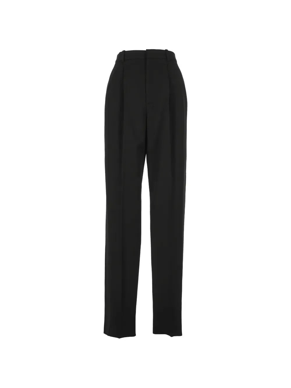 Брюки со складками и атласной отделкой Saint Laurent, черный