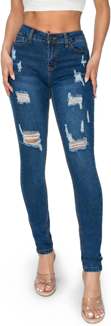 

2LUV Женские джинсы скинни с высокой талией и потертостями