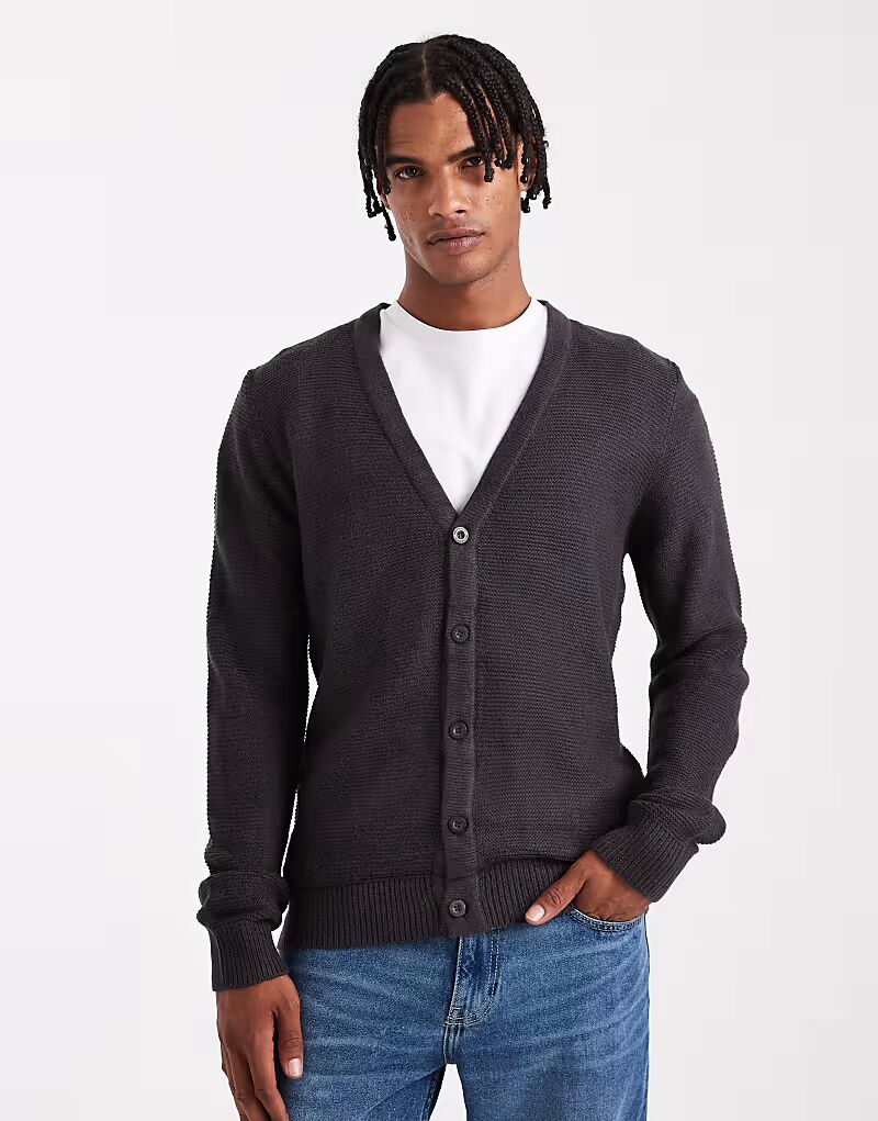 

Вязаный кардиган на пуговицах темно-серого цвета Brave Soul