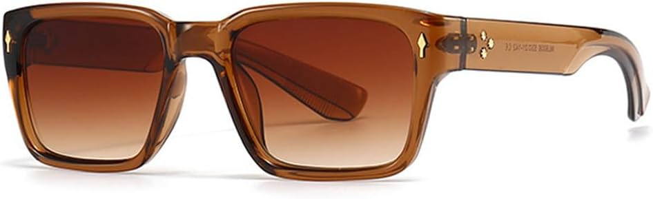 

Солнцезащитные очки в стиле ретро с заклепками для женщин, модные градиентные очки с защитой от УФ-излучения UV400, трендовые солнцезащитные очки для мужчин TKKTLLT, Brown Tea Gradient