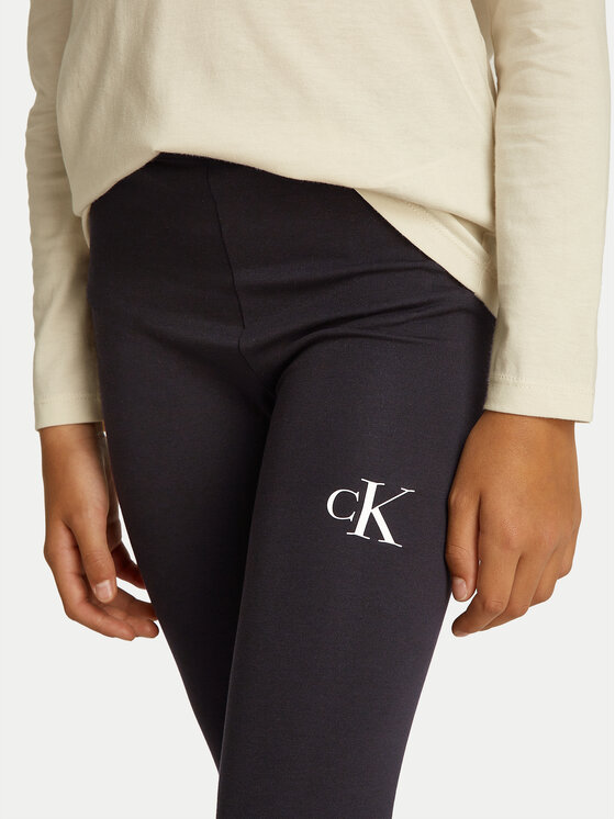 Леггинсы slim fit IG0IG02137 D Calvin Klein Jeans, черный — фото 3