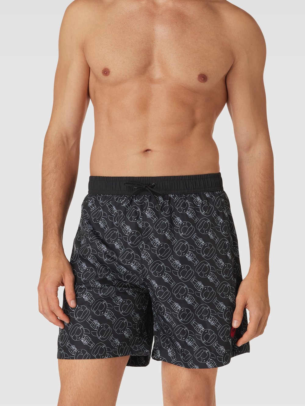 

Плавки-шорты с аппликацией-лейблом модель «IKONIK» Karl Lagerfeld Beachwear, черный