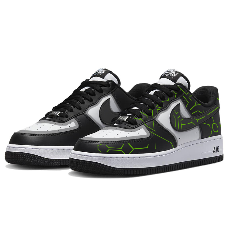 Кроссовки Nike Air Force 1 противоскользящие износостойкие ударопрочные низкие унисекс белый черный - черный белый, цвет Black White — фото 3