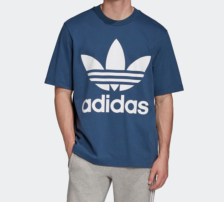 Футболка OVERSIZE TREFOIL мужская униформа синяя Adidas Originals, синий — фото 3